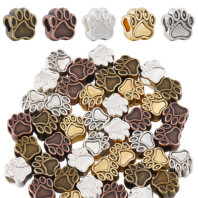 50Pcs 5 Colors Tibetan Style European Beads MPDL-SC0001-09-1