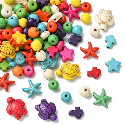 100Pcs 6 Styles Synthetic Turquoise Beads Sets TURQ-FS0001-05-1