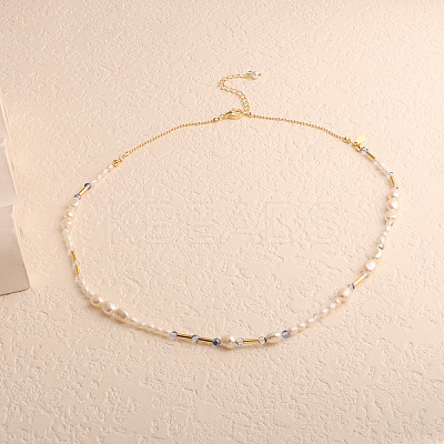 Natural Freshwater Pearl Nuggets & Glass Beaded Necklaces for Women FS-WG15240-03-1