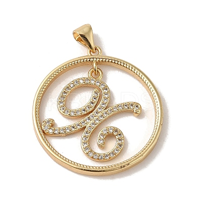 Brass Micro Pave Cubic Zirconia Pendants KK-C058-12B-G-1