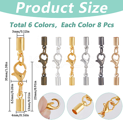 48Pcs 6 Colors Brass Lobster Claw Clasps KK-SC0005-86-1
