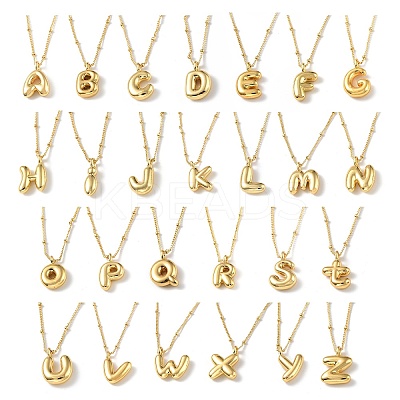 Initial Letter Brass Pendant Necklace NJEW-A015-21G-1