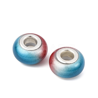 Two Tone Opaque Resin Rondelle European Beads RESI-Z046-02C-1