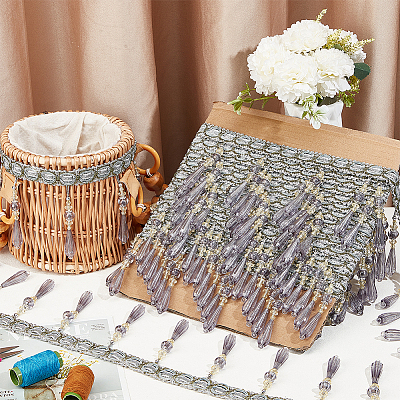 12M Polyester Fringe Lace Trims SRIB-WH0026-26C-1