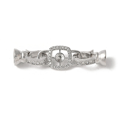Brass Pave Clear Cubic Zirconia Fold Over Clasps KK-M320-13P-1