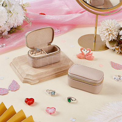 Portable Travel Rectangle PU Leather Jewelry Set Storage Zipper Boxes LBOX-WH0007-001B-1