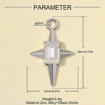 Zinc Alloy with Clear Glass Pendants GL-OY001-06P-1
