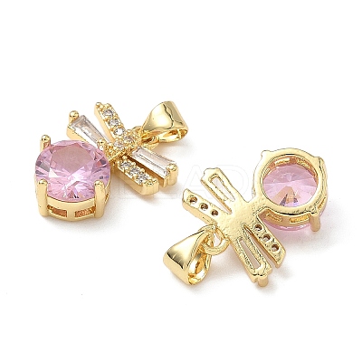 Brass Micro Pave Cubic Zirconia Pendants KK-Q068-29G-1