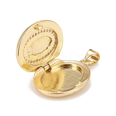 Brass Micro Pave Cubic Zirconia Locket Pendants KK-A161-49G-1