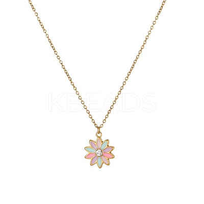 Girl's 304 Stainless Steel Enamel & Plastic Pearl Pendant Necklaces & Stud Earrings Sets WG1BA9D-02-1