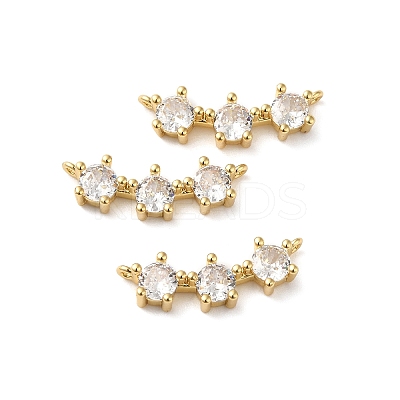Rack Plating Brass Pave Clear Cubic Zirconia Connector Charms KK-O142-31G-1