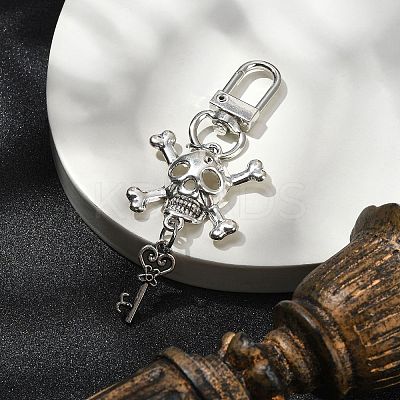 Halloween Skull & Key Alloy Pendant Decorations HJEW-JM02219-1