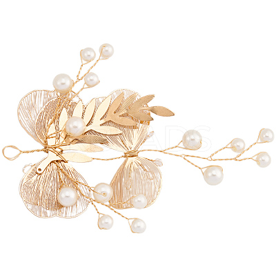 Alloy with Plastic Pearl Ornament Accessories FIND-WH20030-11C-G-1