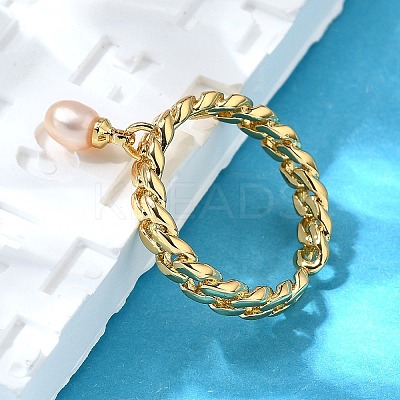 Brass Curb Chain Cuff Rings for Women RJEW-Z085-05G-1