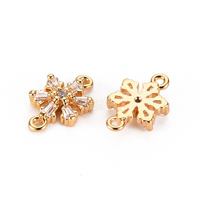 Brass Micro Pave Clear Cubic Zirconia Links Connectors KK-S360-103-1