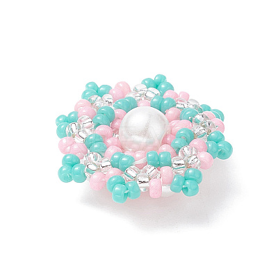 Seed Beads Beaded Charms PALLOY-MZ00119-04-1