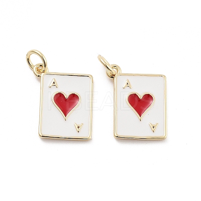 Playing Card Rack Plating Brass Enamel Pendants KK-G512-11G-1