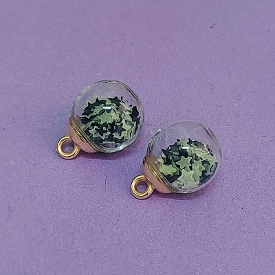 Luminous Glass & PVC Paillette & Alloy Pendants FIND-WH0126-843G-1