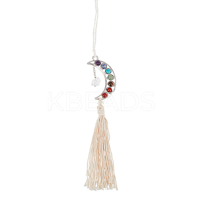 Alloy Moon Pendant Decoration HJEW-WH0043-22A-1