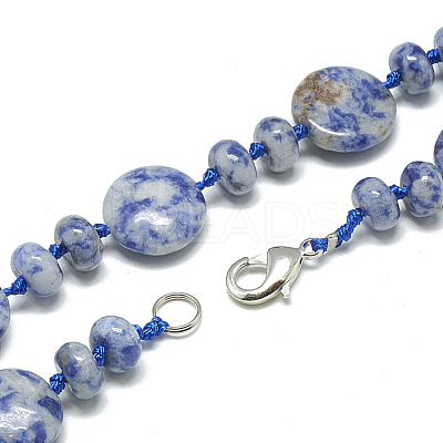 Natural Blue Spot Jasper Beaded Necklaces NJEW-S393-03-1