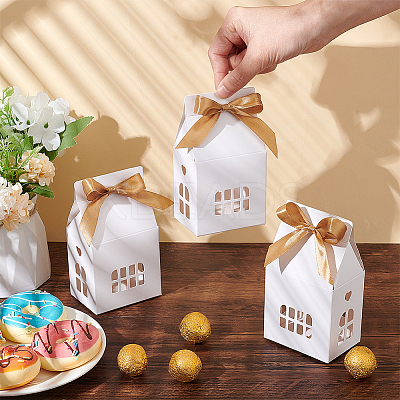 Hollow House Shaped Cardboard Paper Candy Boxes CON-WH0084-82B-1