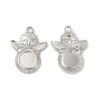 Tarnish Resistant 304 Stainless Steel Pendant Cabochons Settings STAS-A070-40P-1