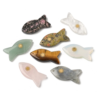 Natural & Synthetic Mixed Gemstone Pendants G-K385-21G-1