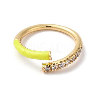 Rack Plating Brass Cubic Zirconia Open Cuff Rings for Women RJEW-S407-04D-1
