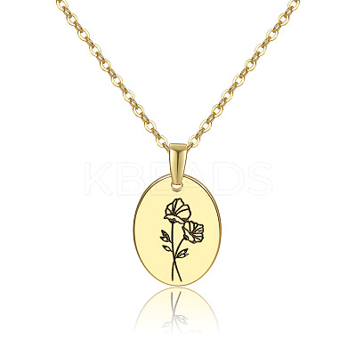 Brass Birth Month Flower Pendant Necklace HUDU-PW0001-034I-1-1