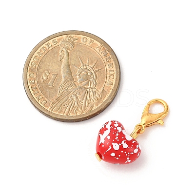 Spray Painted Opaque Acrylic Heart Pendant Decorations HJEW-JM04215-01-1