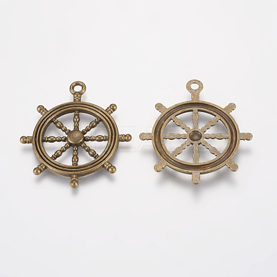 Tibetan Style Rudder Helm Alloy Pendants TIBEB-A101628-AB-FF-1