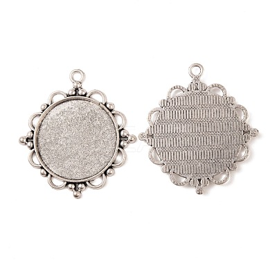 Tibetan Style Alloy Pendant Cabochon Settings TIBEP-N003-55AS-1
