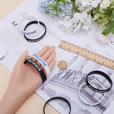 32Pcs 2 Colors Word Silicone Cord Bracelets Set Wristband BJEW-GF0001-17-1