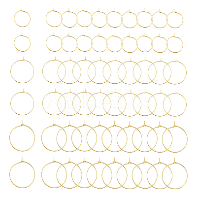 60Pcs 2 Styles Brass Hoop Earrings Findings KK-UN0002-43-1