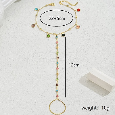 Holiday Brass Micro Pave Zircon Flower Tassel Charm Anklets Toe Ring for Women TX0877-1-1