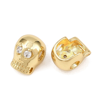 Brass Cubic Zirconia European Beads KK-L251-63G-1