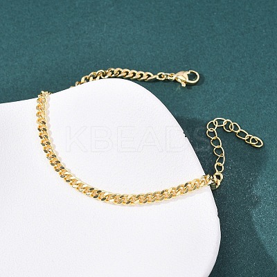 Brass Curb Chain Bracelets for Women LS-BJEW-C140-15G-1