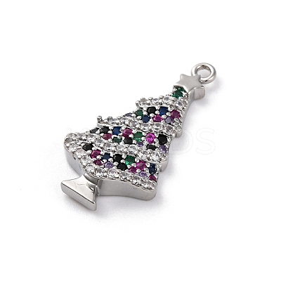 Christmas Series Brass Micro Pave Cubic Zirconia Pendants KK-Q010-01P-05-1