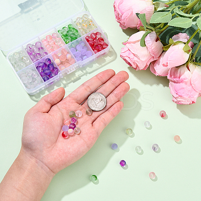 250Pcs 10 Colors Frosted Spray Painted Glass Beads GLAA-YW0005-42-1