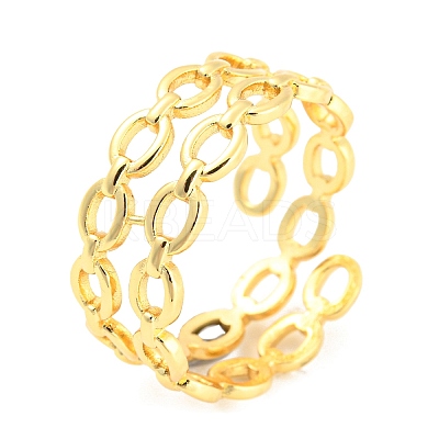 Hollow Oval Brass Open Cuff Rings RJEW-Q781-09G-1