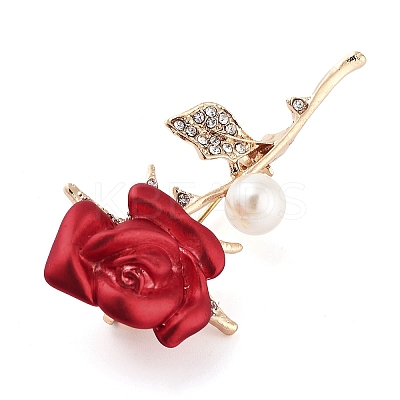 Valentine's Day Rose Zinc Alloy Crystal Rhinestone Brooches JEWB-I031-02B-1