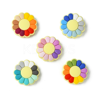 20Pcs 5 Colors Flower Food Grade Eco-Friendly Silicone Focal Beads SIL-CJ0002-28-1