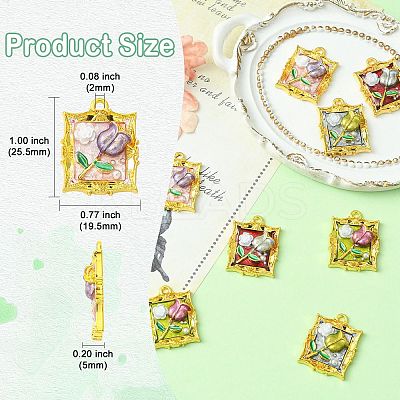 8Pcs 4 Colors Golden Alloy Resin Pendants FIND-CJ0004-91-1