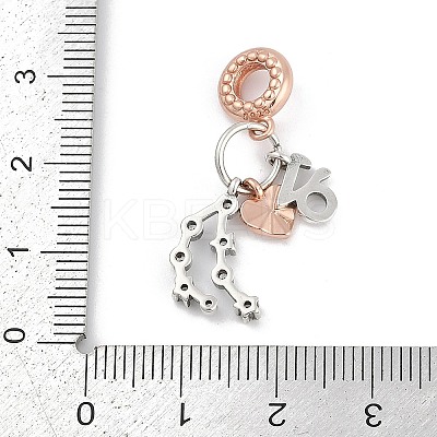 Brass Pendants with Cubic Zirconia European Beads LS-KK-Q015-01M-1
