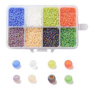 FGB 200G 8 Colors 12/0 Grade A Round Glass Seed Beads SEED-JP0010-04-2mm-1