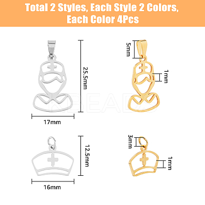 16Pcs 4 Style 201 Stainless Steel Pendants STAS-DC0011-61-1