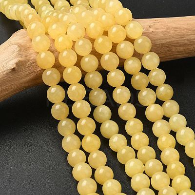 Natural Yellow Jade Bead Strands G-K121-01-8mm-1