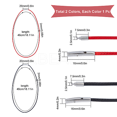 2Pcs 2 Colors Polyester Waxed Cords Necklace Making MAK-SC0001-13B-1