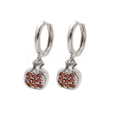 Brass Cubic Zirconia Hoop Earrings EJEW-Q015-02P-C-1