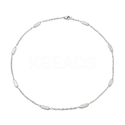 Non-Tarnish 304 Stainless Steel Rectangle Link Chain Necklace NJEW-K249-05P-1